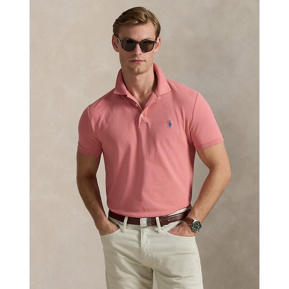 Polo Ralph Lauren Custom Slim Fit Polo Shirt Pink Medium New With Tags